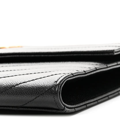 Saint Laurent Grain De Poudre Matelasse Chevron Monogram Envelope Clutch Black 10 of 10