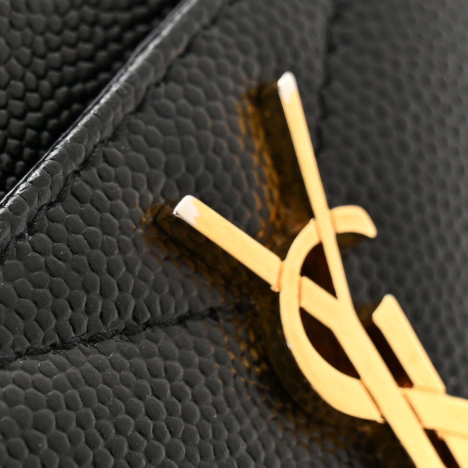 Saint Laurent Grain De Poudre Matelasse Chevron Monogram Credit Card Case Black 9 of 11