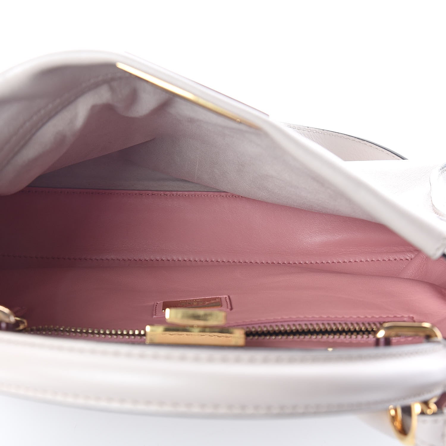 Fendi Vitello Seta Shiny Nappa Medium Peekaboo Iconic Satchel Grigio Polvere Bois de Rose 5 of 8