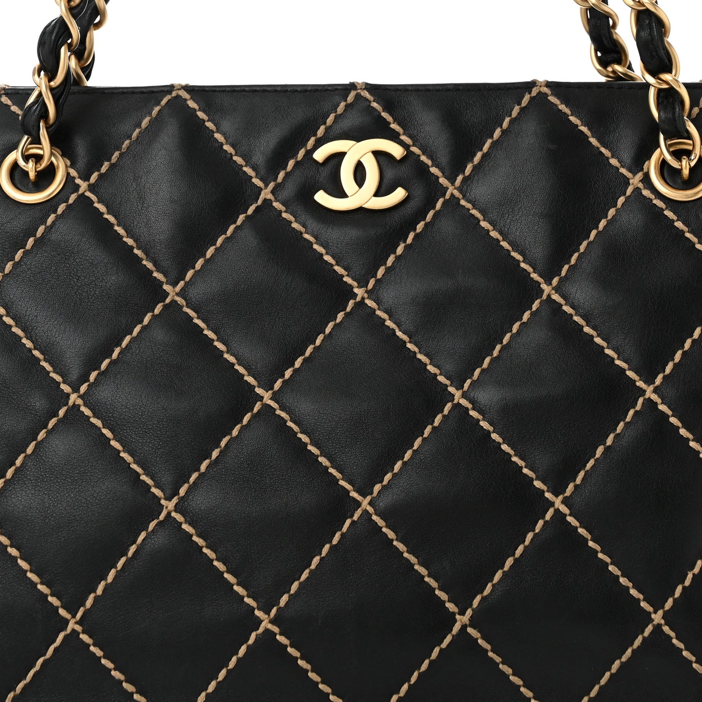 Calfskin Wild Stitch Shoulder Bag Black