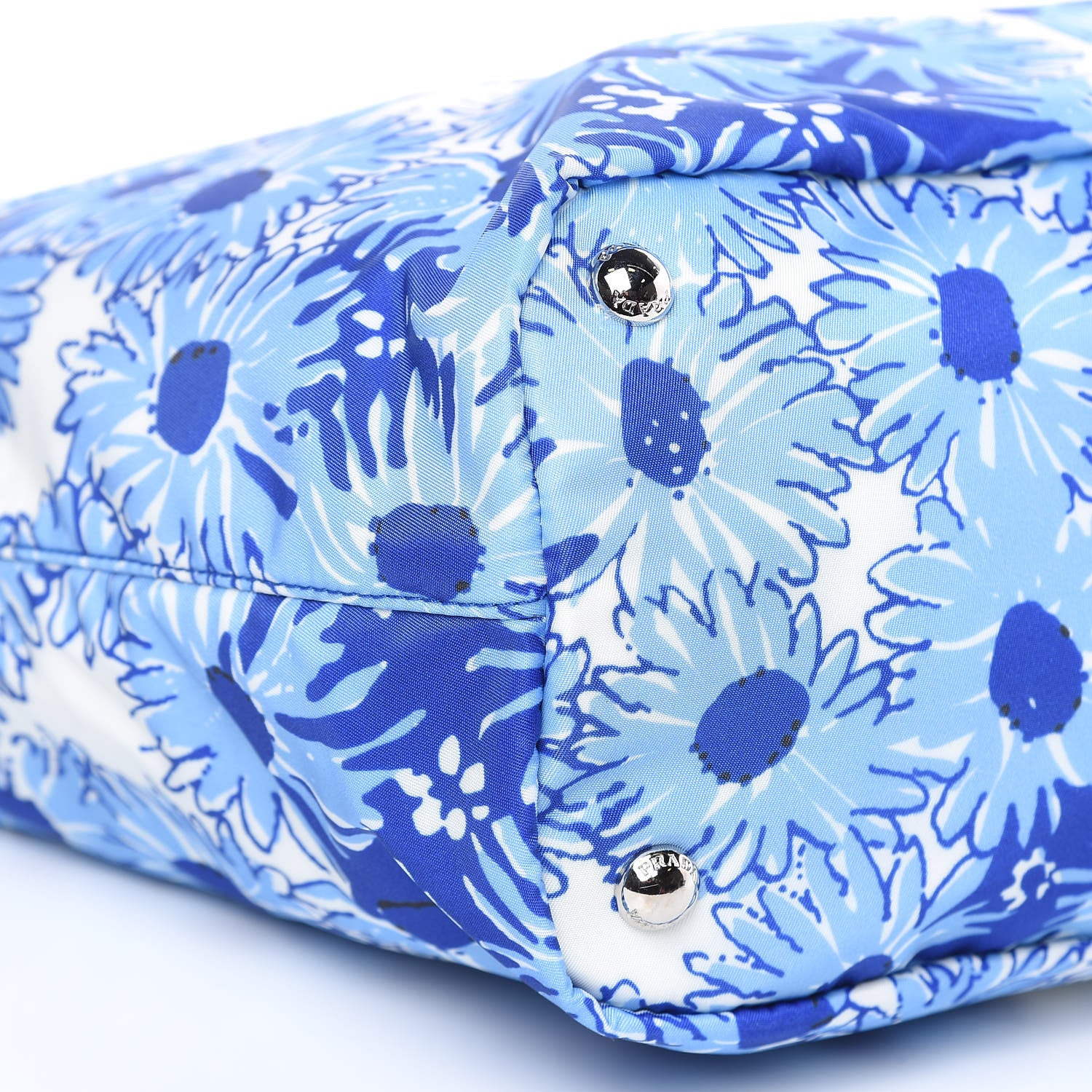 Prada Tessuto Nylon Saffiano Floral Print Tote Baltico Dis Primule 8 of 10