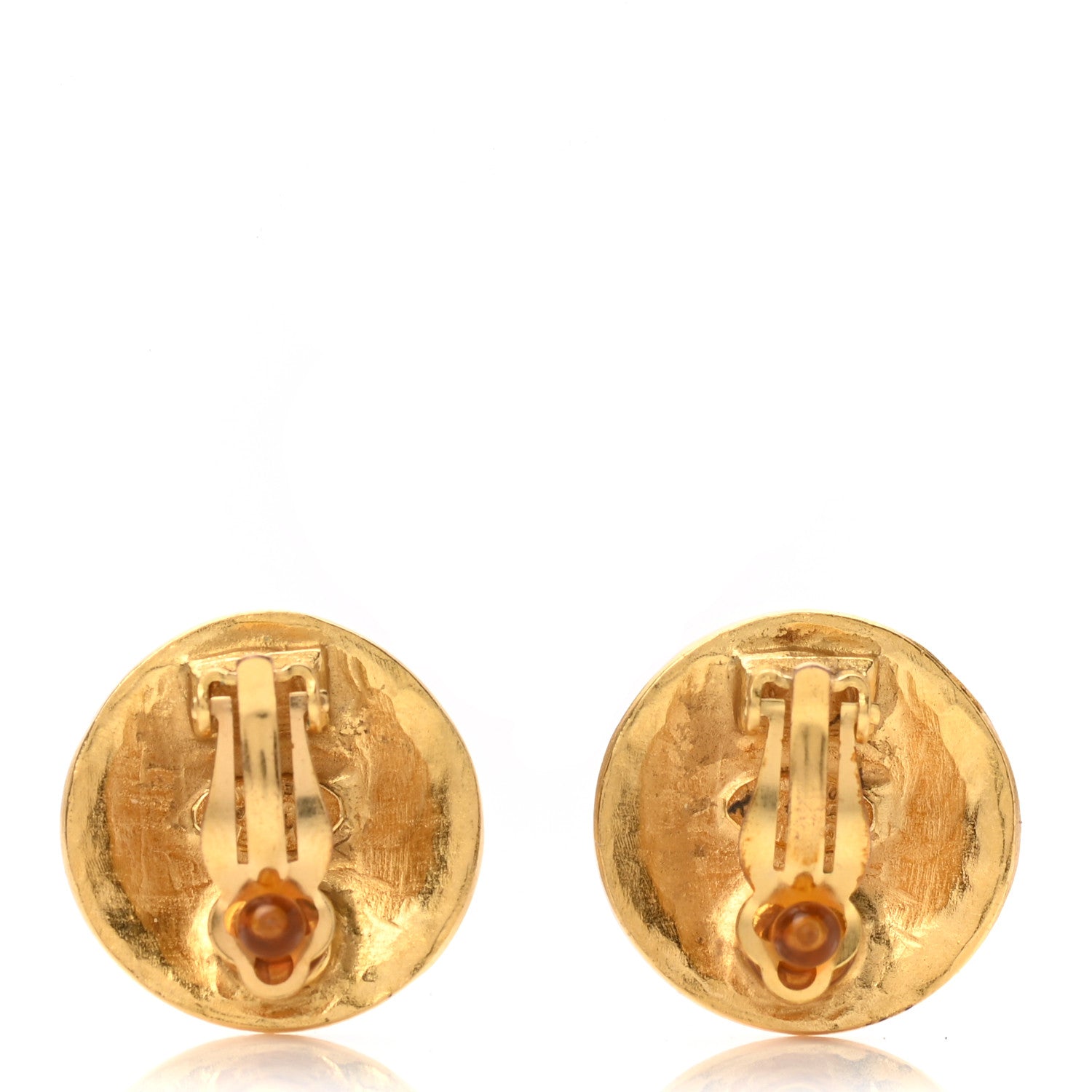 Chanel Metal CC Button Clip-On Earrings Gold 3 of 4