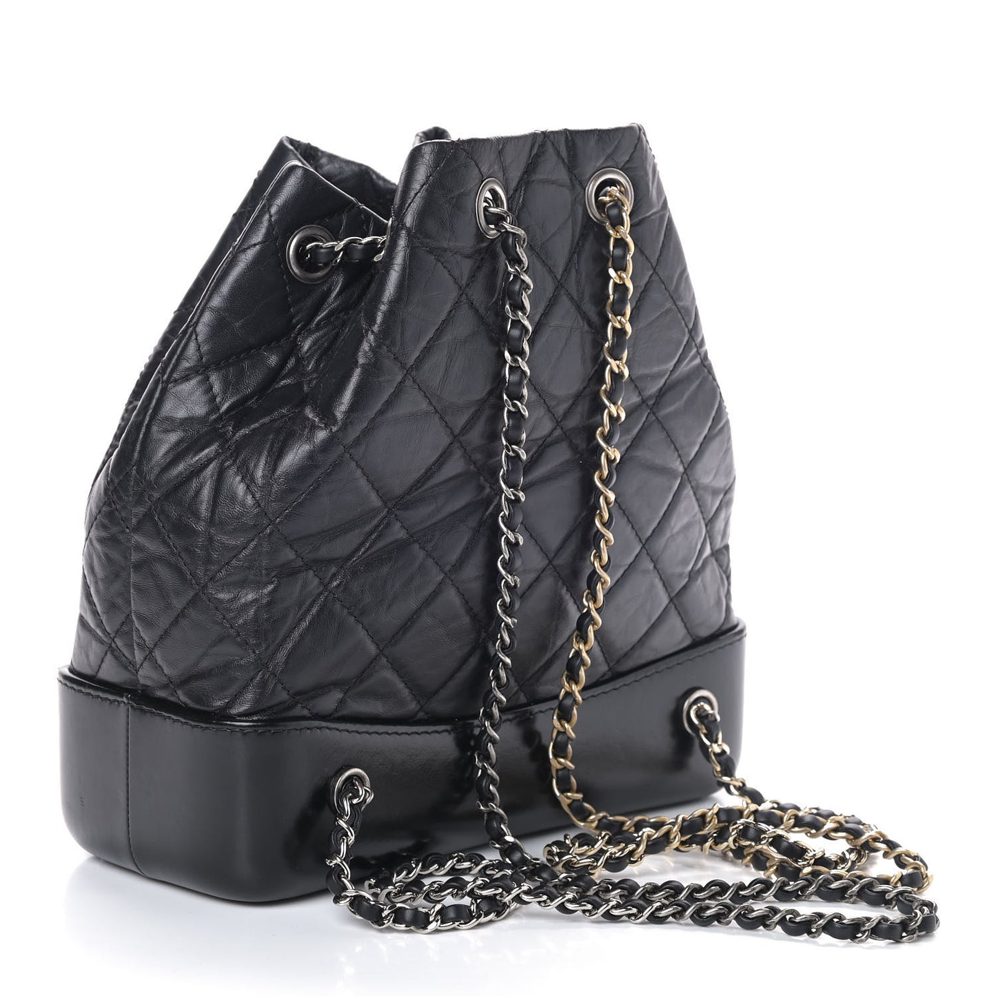 Aged Calfskin Quilted Small Gabrielle Backpack Black