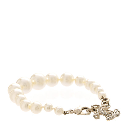 Chanel Graduated Pearl Crystal CC Bracelet Gold 3 of 5