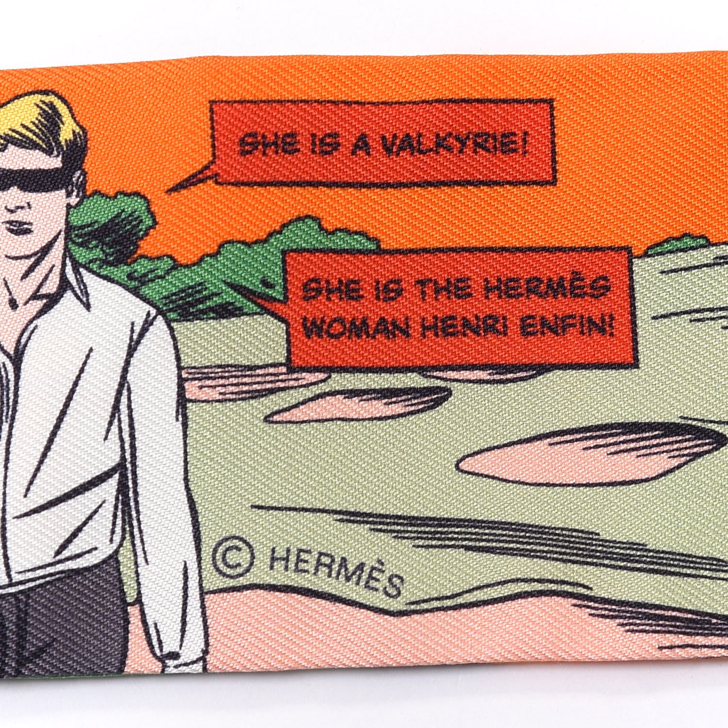 Hermes Silk Wow Twilly Orange Vert Rose 3 of 4