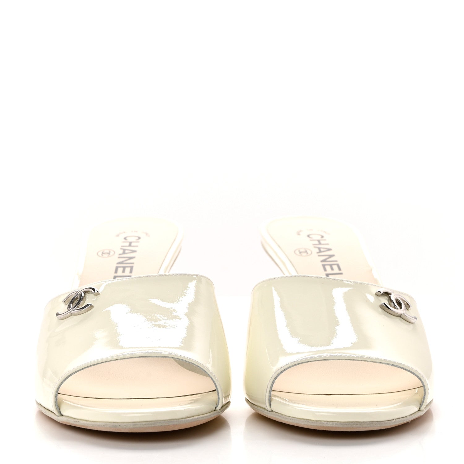 Chanel Patent Lambskin Pearl Mules 40 White 2 of 8