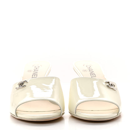 Chanel Patent Lambskin Pearl Mules 40 White 2 of 8