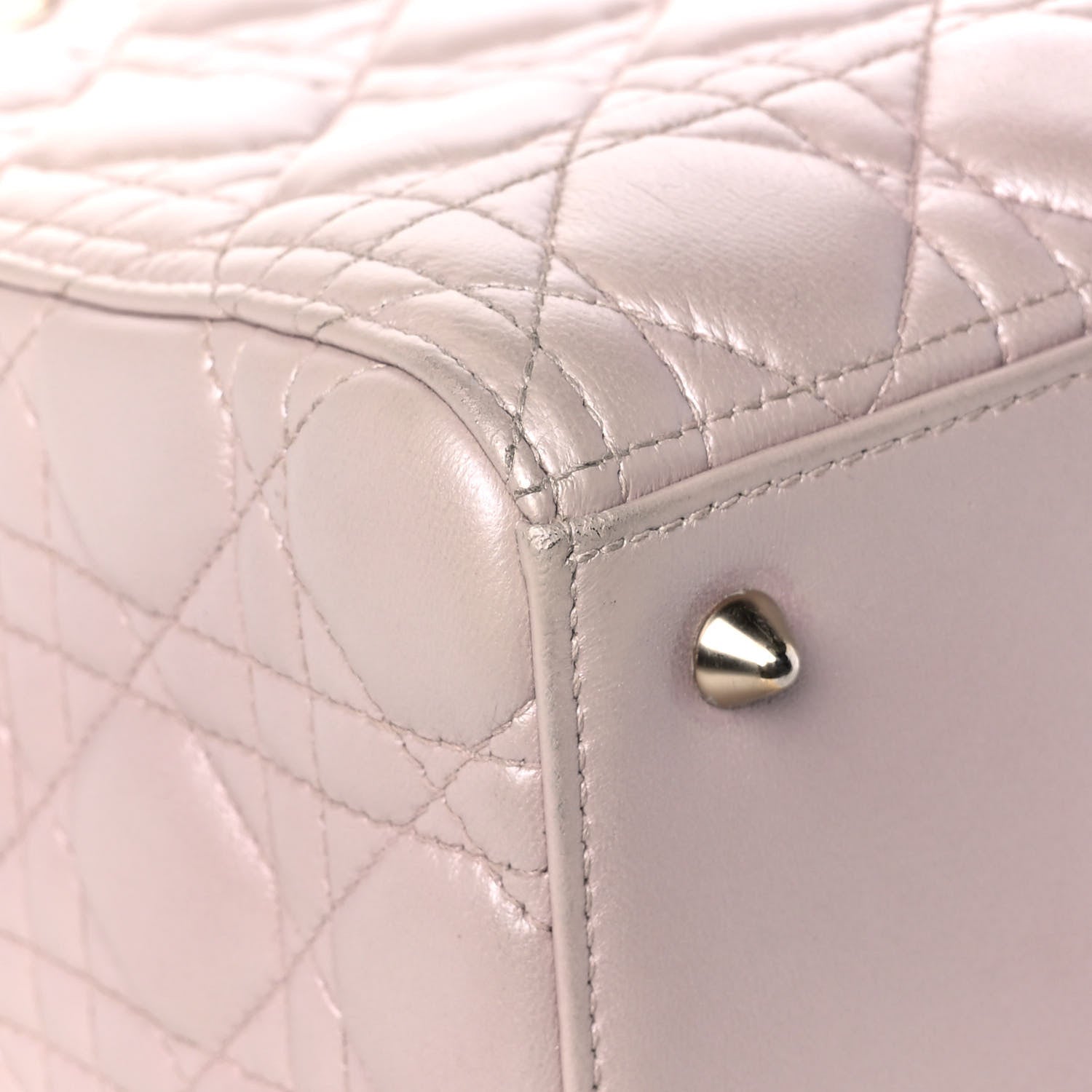 Christian Dior Pearly Lambskin Cannage Medium Lady Dior Lotus 9 of 15