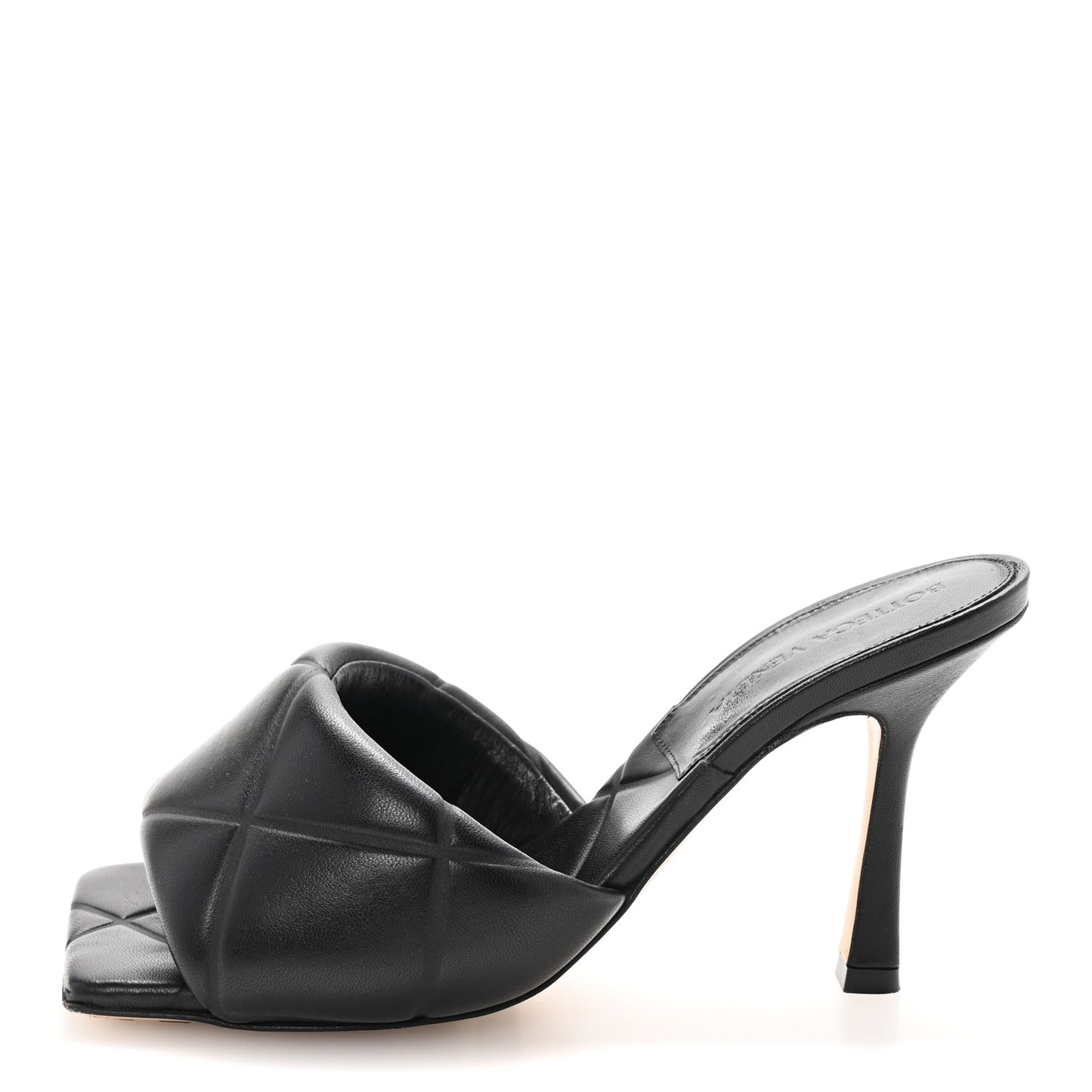 Nappa Quilted Rubber Lido Mule Sandals 35.5 Black