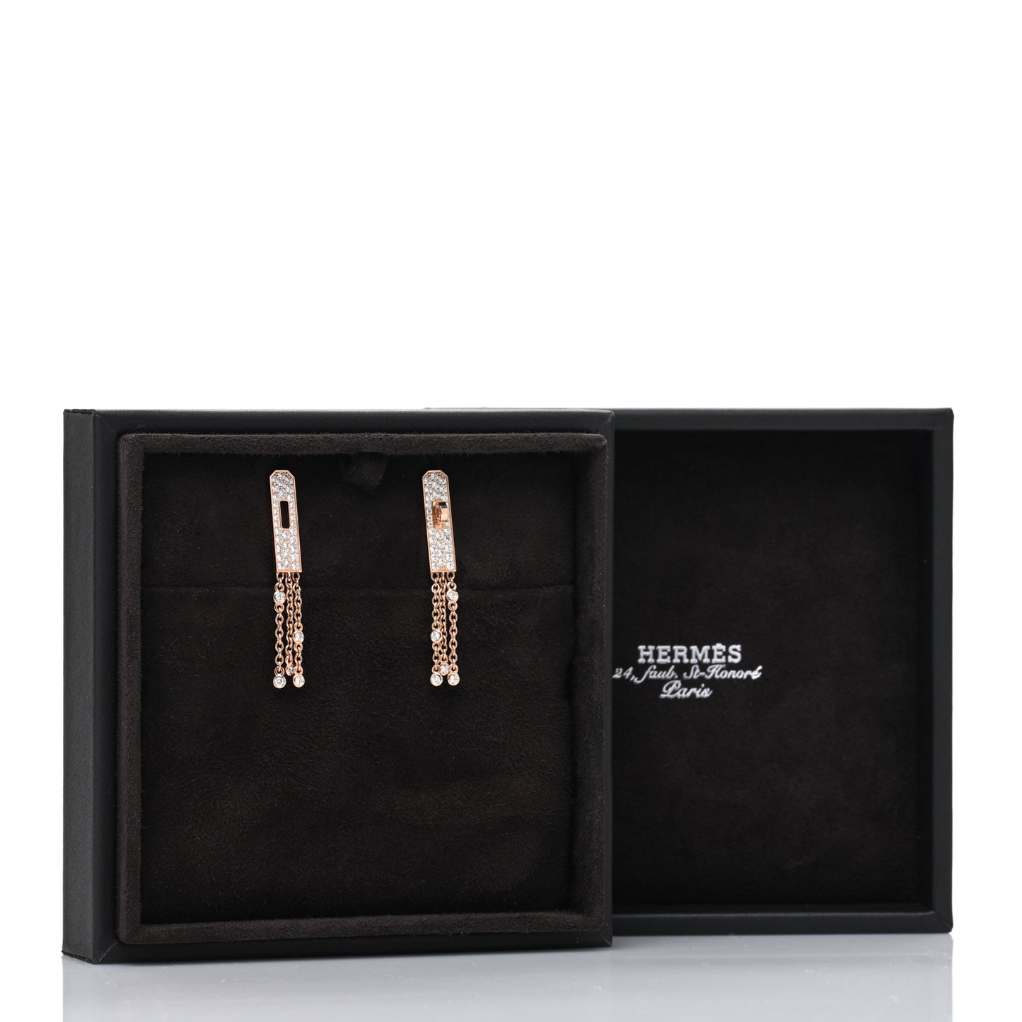 18K Rose Gold Diamond Kelly Gavroche Pave Earrings