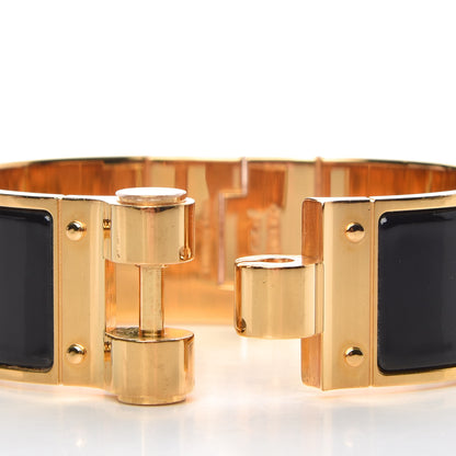 Hermes Enamel Charniere Uni Wide Hinged Bracelet M Black 5 of 5