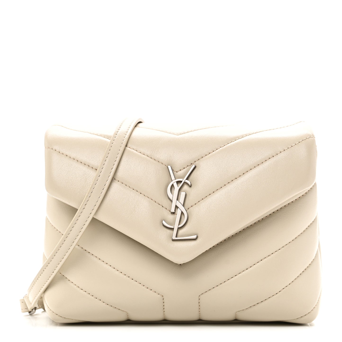 Calfskin Y Quilted Monogram Toy Loulou Crossbody Bag Blanc Vintage