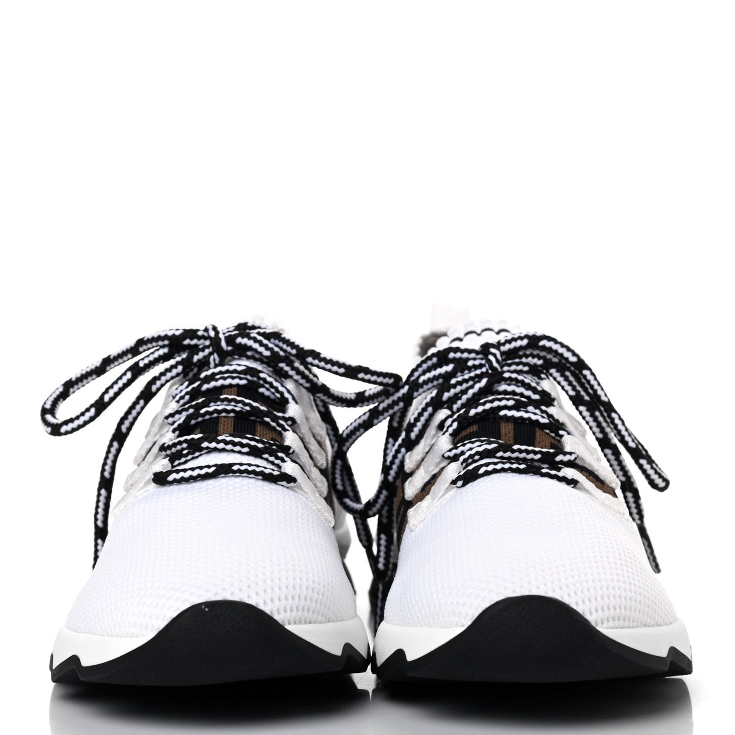 Stretch Knit Jacquard FF Lace-Up Sock Sneakers 39 Tobacco White Black