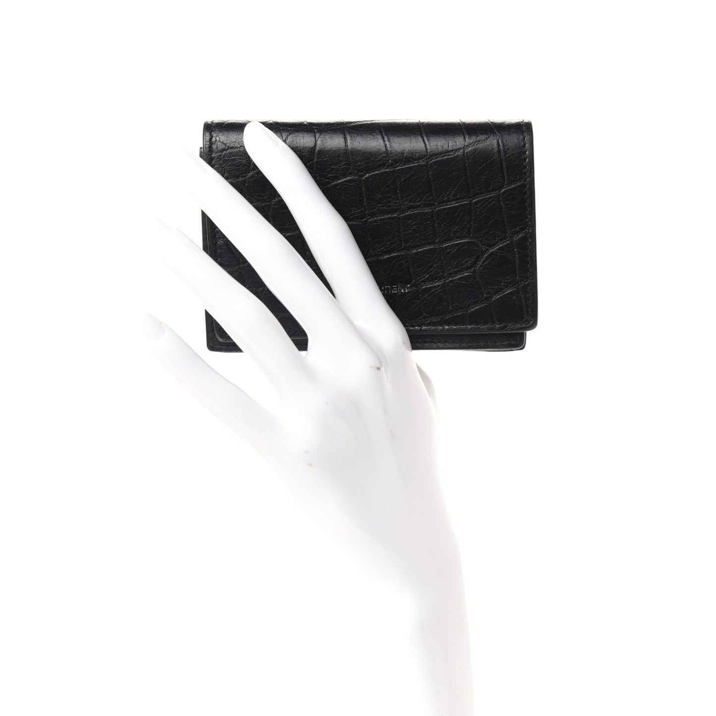 Calfskin Crocodile Embossed Business Card Case Black
