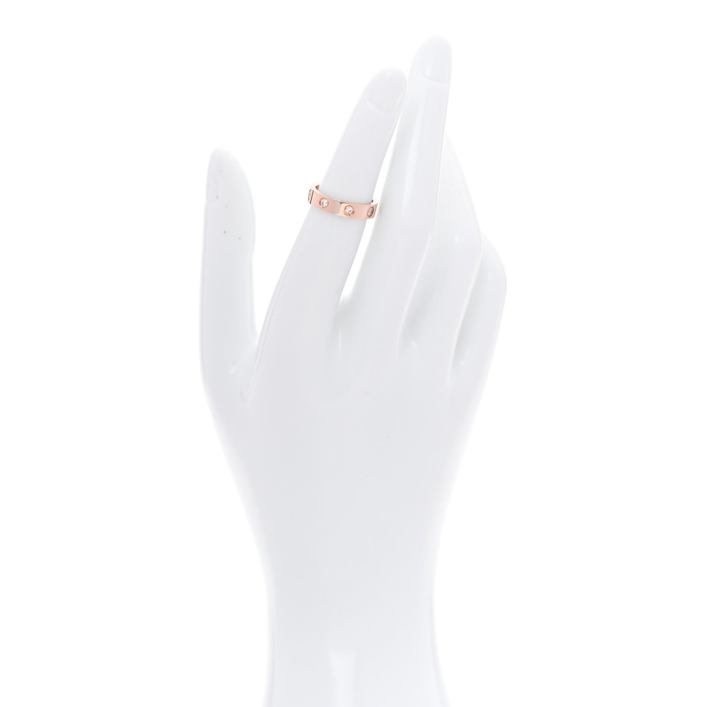 18K Pink Gold 8 Diamond 4mm LOVE Wedding Band Ring 49 4.75