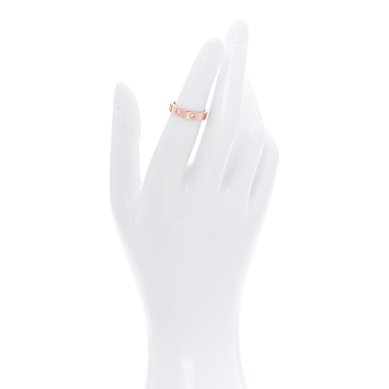 Cartier 18K Pink Gold 8 Diamond 4mm LOVE Wedding Band Ring 49 4.75 2 of 5