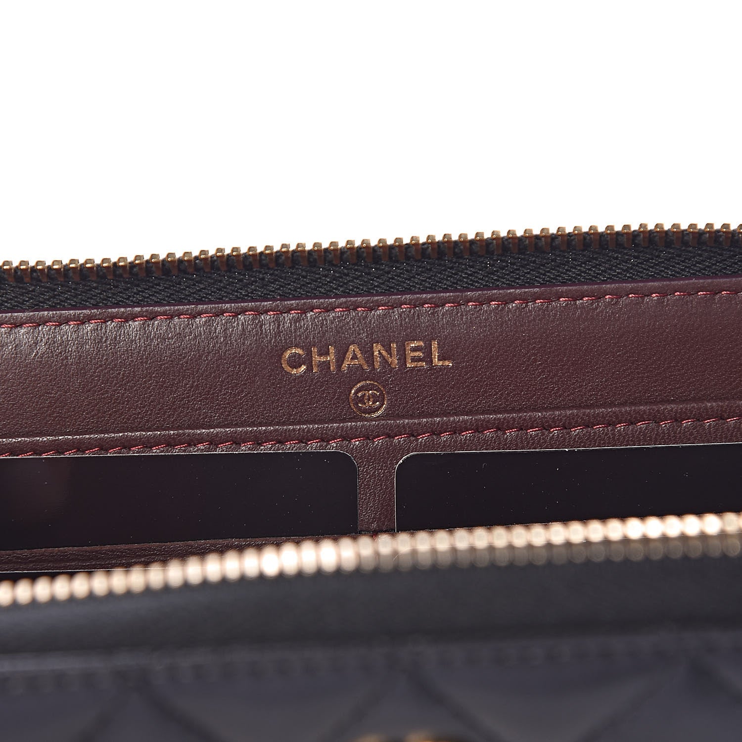 Chanel Lambskin Quilted Large Gusset Zip Around Wallet Black 6 of 8