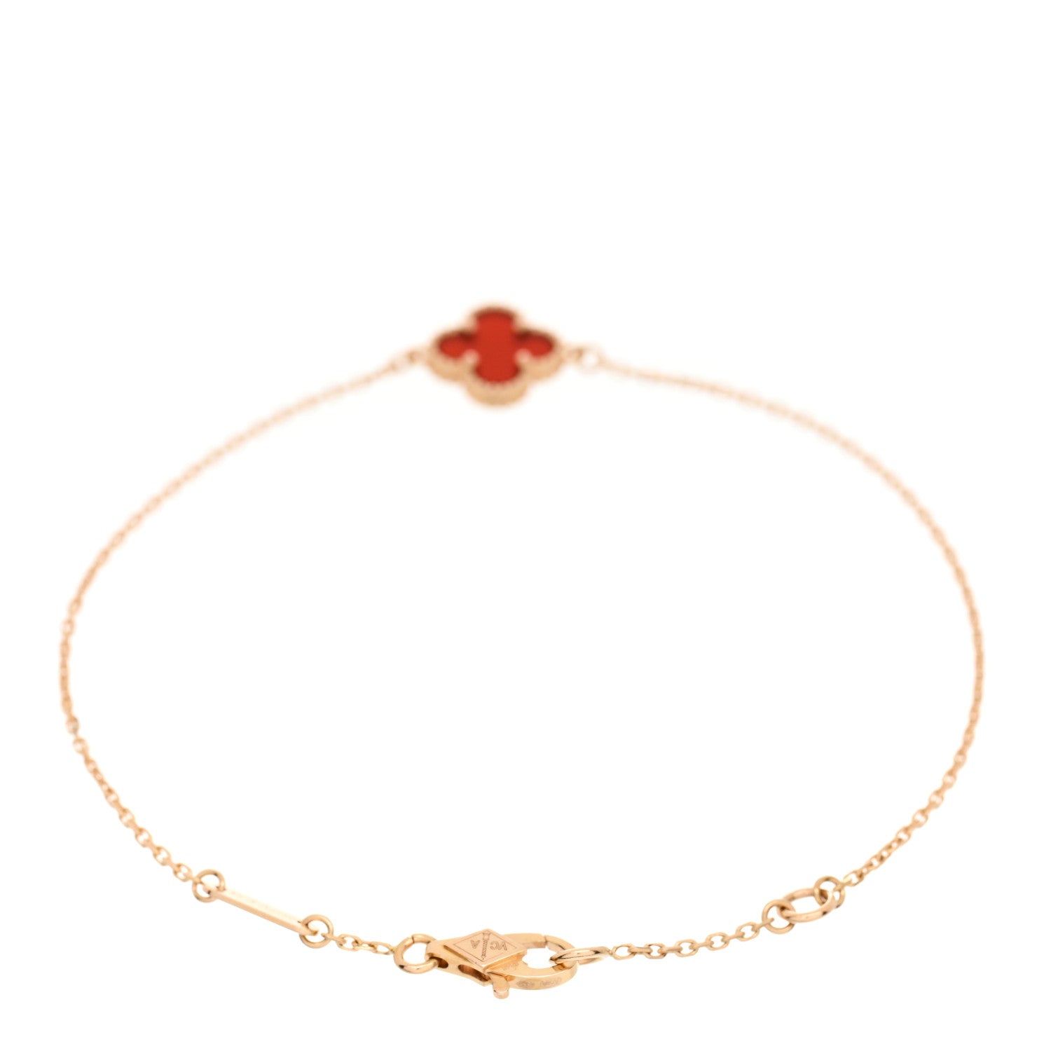 Van Cleef & Arpels 18K Rose Gold Carnelian Sweet Alhambra Bracelet 2 of 5