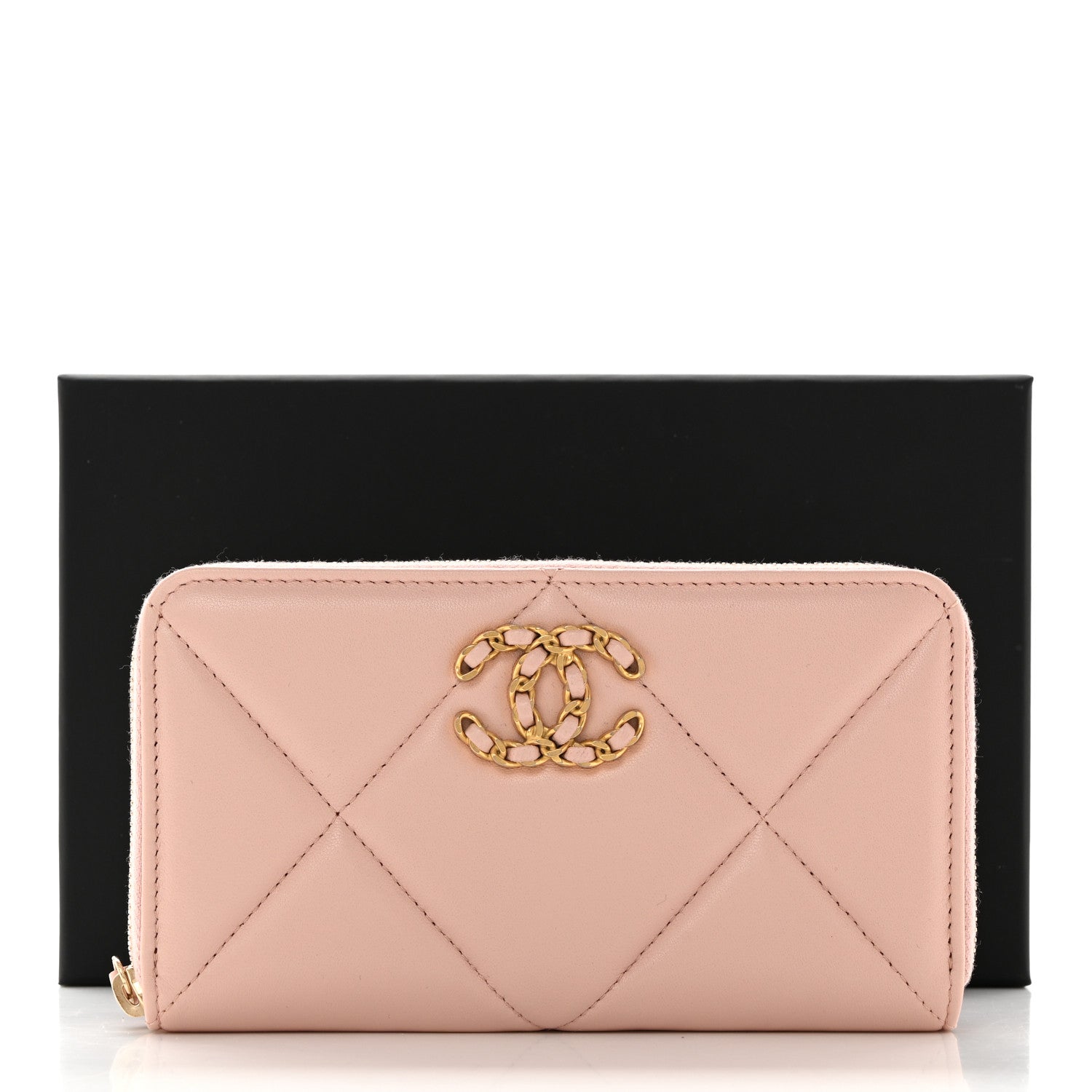 Chanel Lambskin Quilted Chanel 19 Zipped Wallet Light Pink 10 of 10
