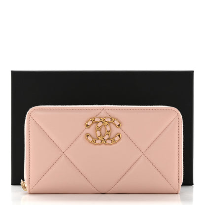 Chanel Lambskin Quilted Chanel 19 Zipped Wallet Light Pink 10 of 10