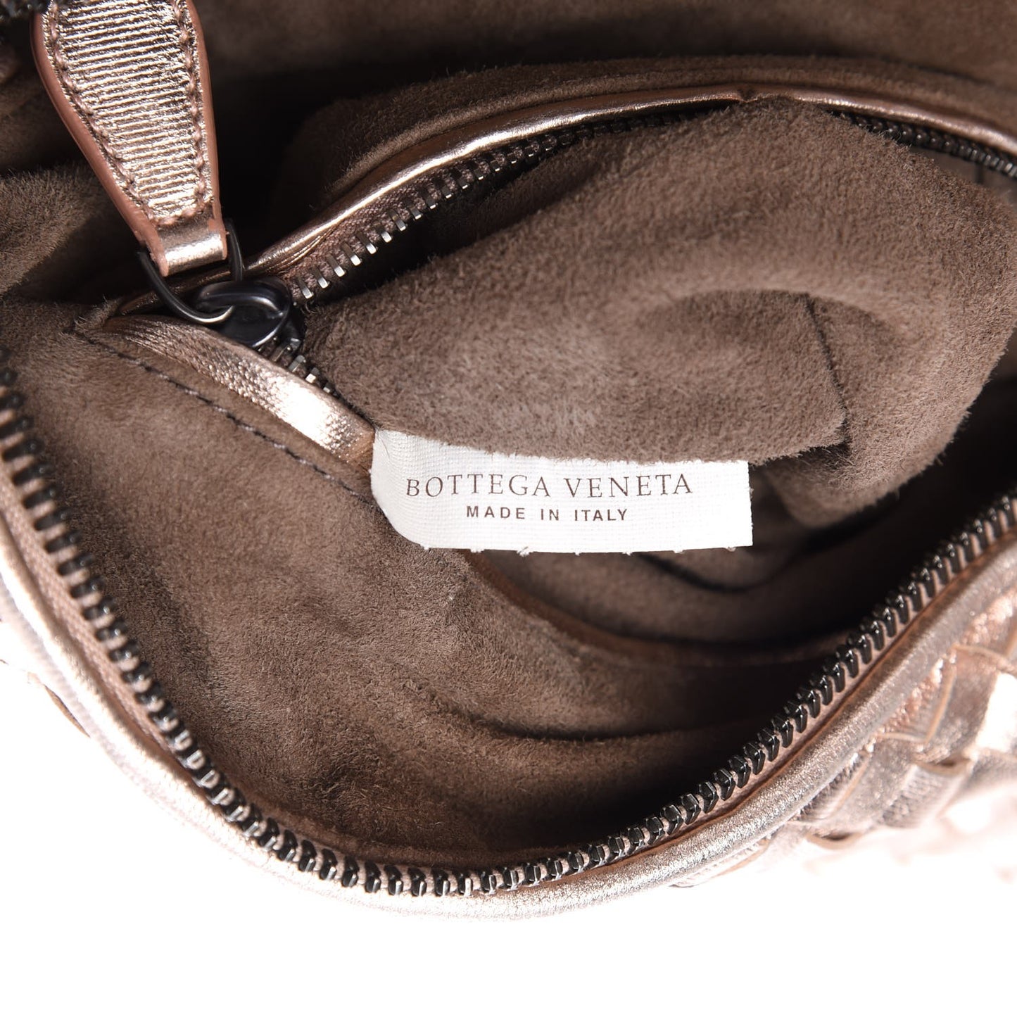 Metallic Grosgrain Intrecciato Pillow Crossbody Messenger Rose Gold