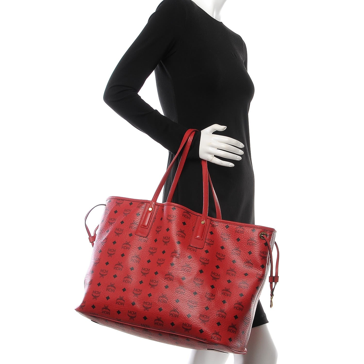 MCM Visetos Large Liz Reversible Shopper Tote Ruby Red 2 of 12