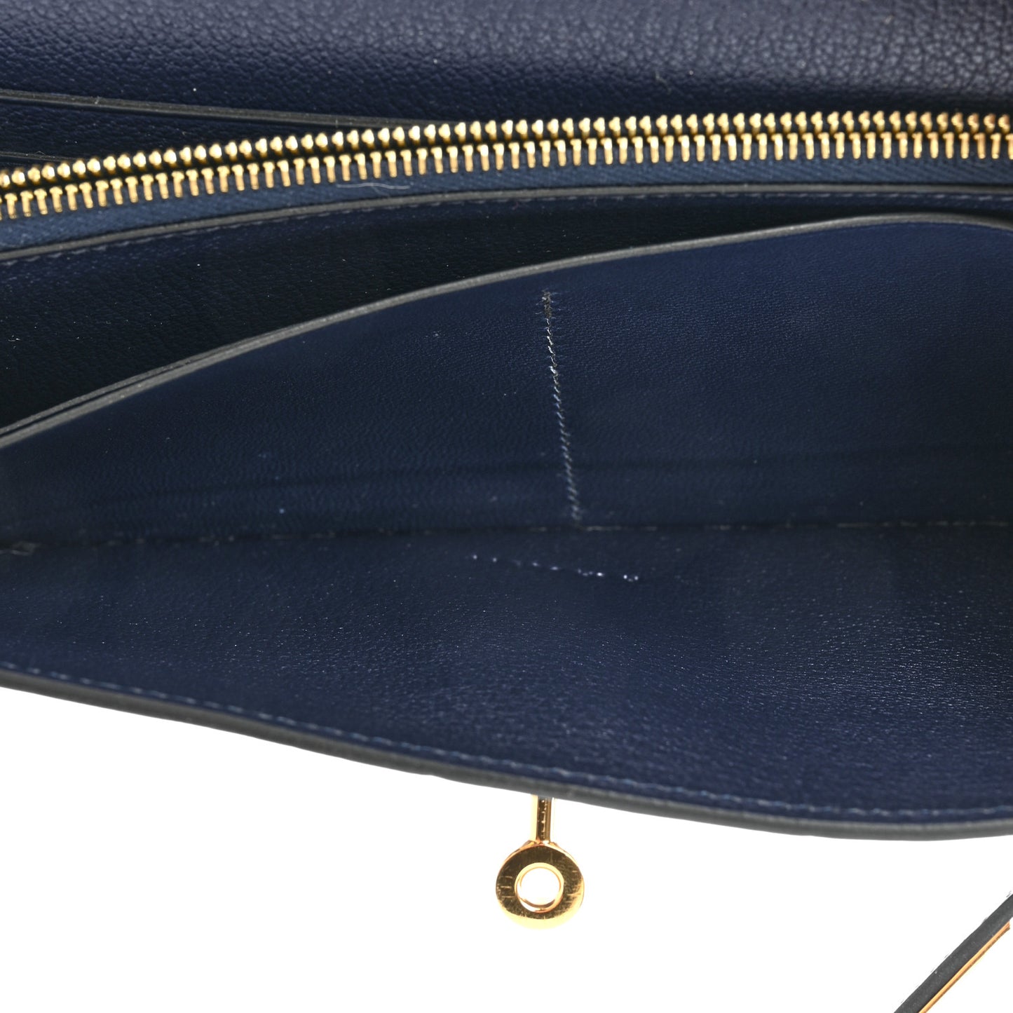 Ostrich Kelly Longue Wallet Bleu Iris