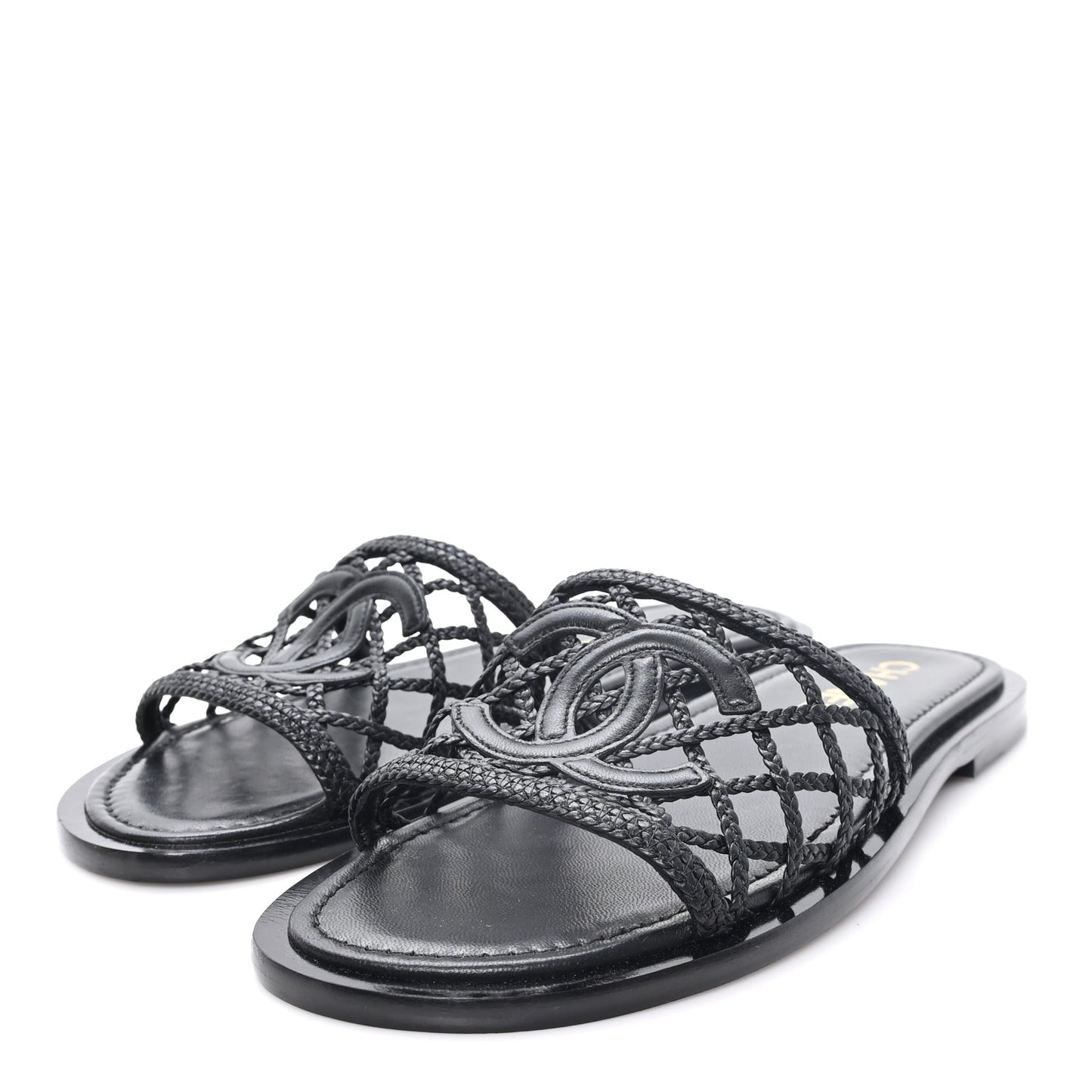 Lambskin Braided CC Mules 40 Black
