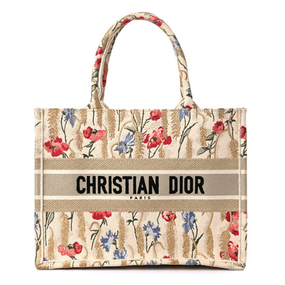 Christian Dior Canvas Embroidered Medium Hibiscus Book Tote Beige Multicolor 1 of 15