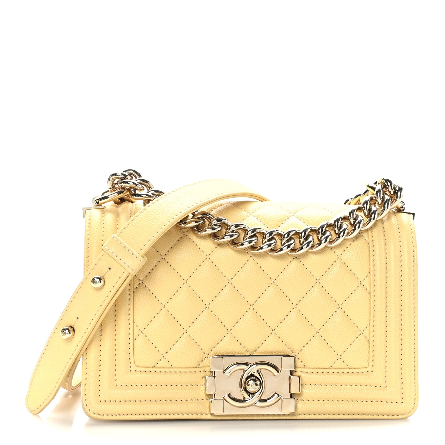 Caviar Quilted Small Boy Flap Yellow