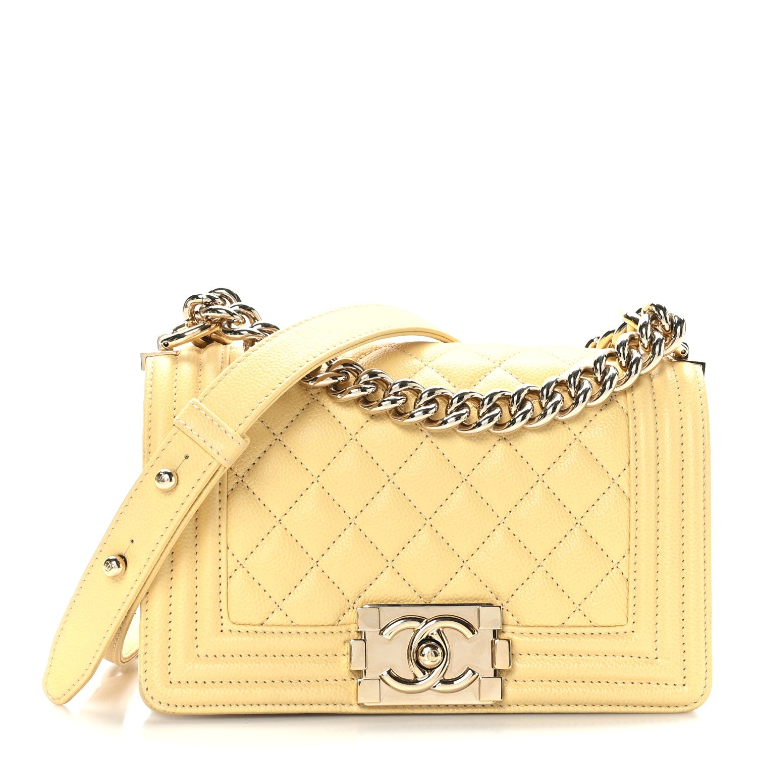 Chanel Caviar Quilted Small Boy Flap Yellow 1 of 9
