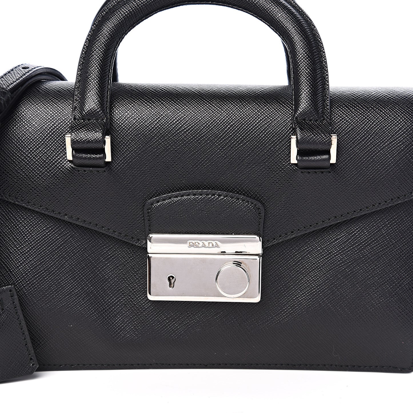 Saffiano Lux Mini Sound Top Handle Crossbody Bag Black