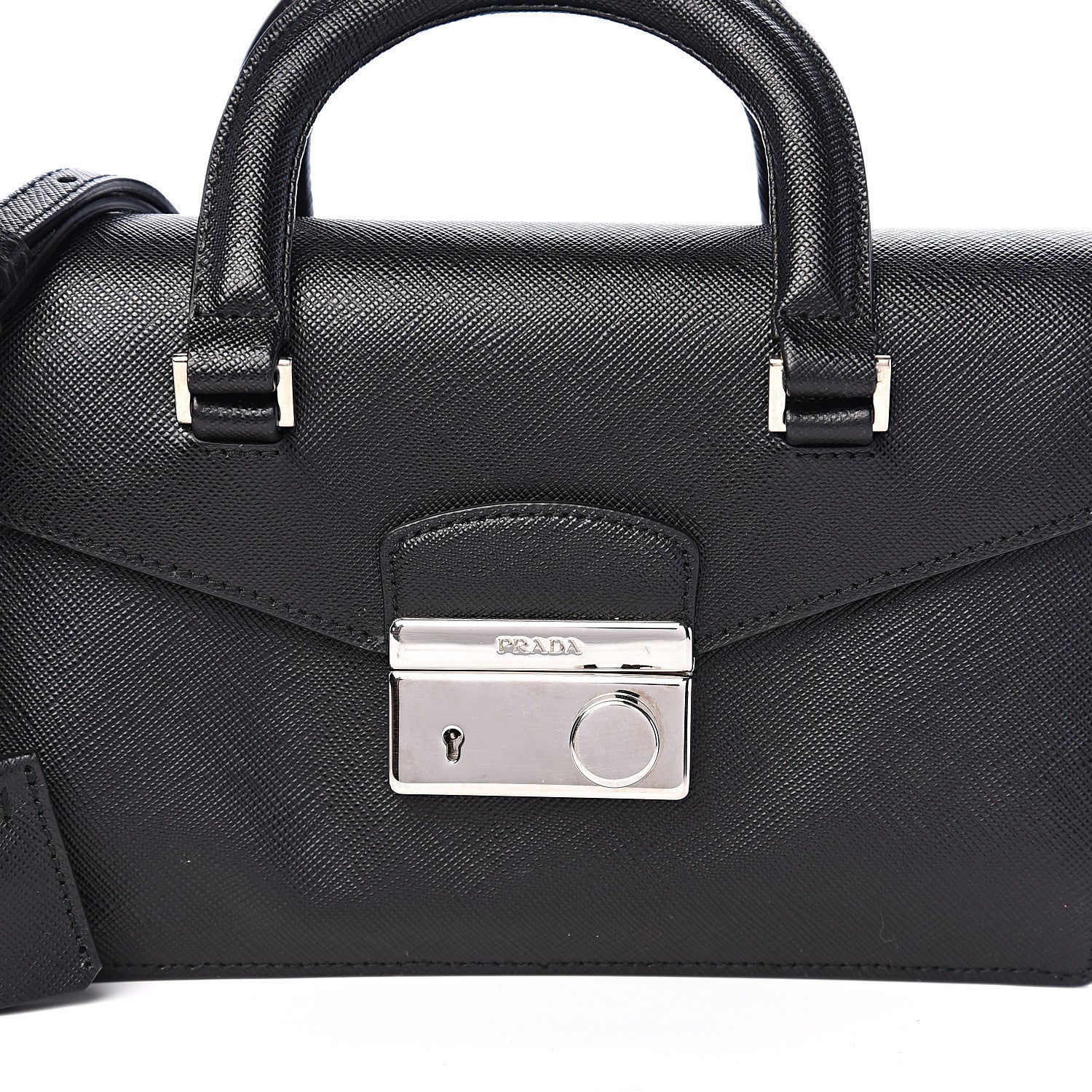 Prada Saffiano Lux Mini Sound Top Handle Crossbody Bag Black 8 of 8