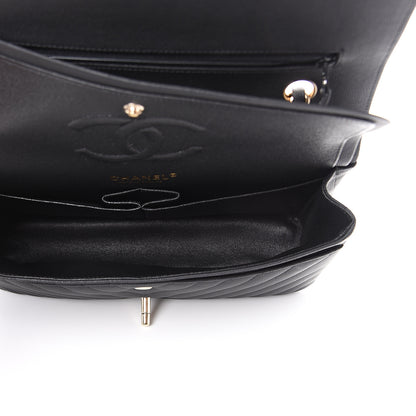 Chanel Caviar Chevron Quilted Medium Double Flap Black 4 of 9