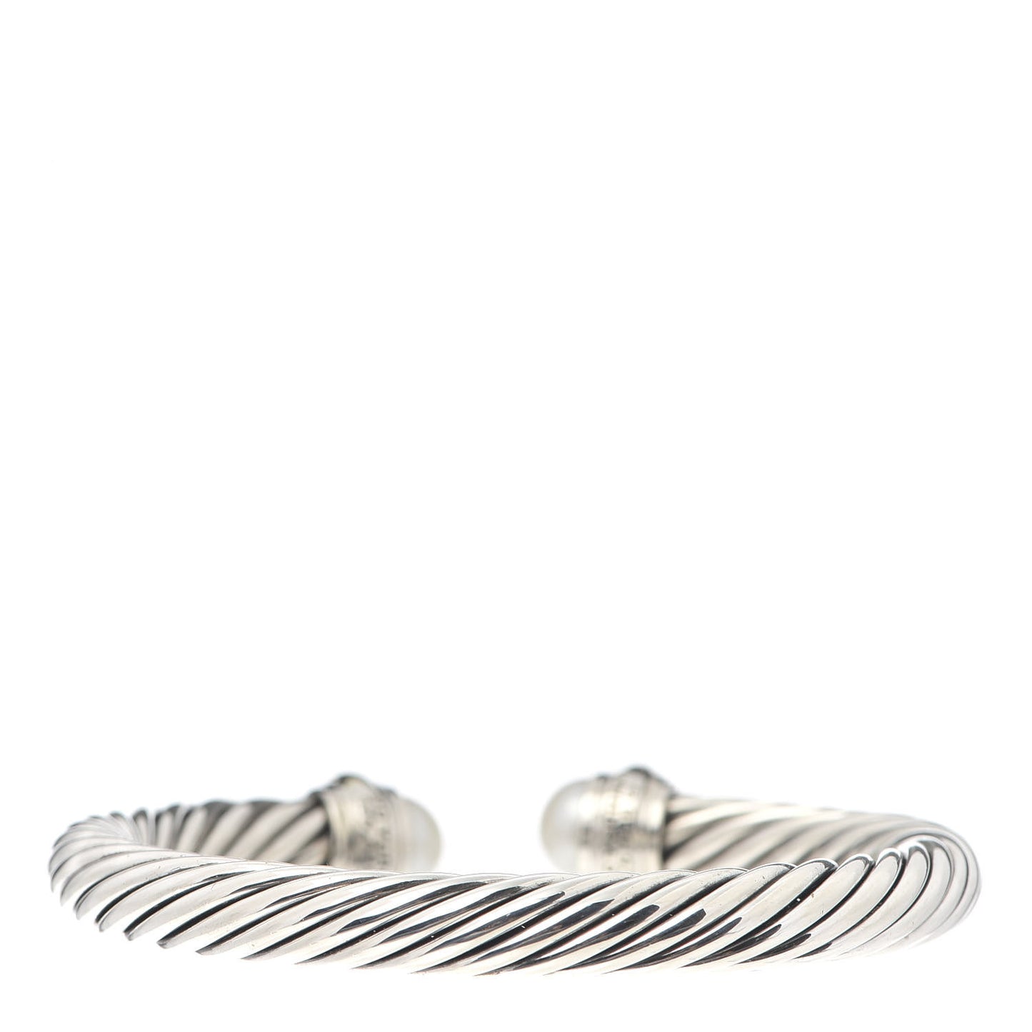 Sterling Silver 14K Yellow Gold Pearl 7mm Cable Classics Bracelet