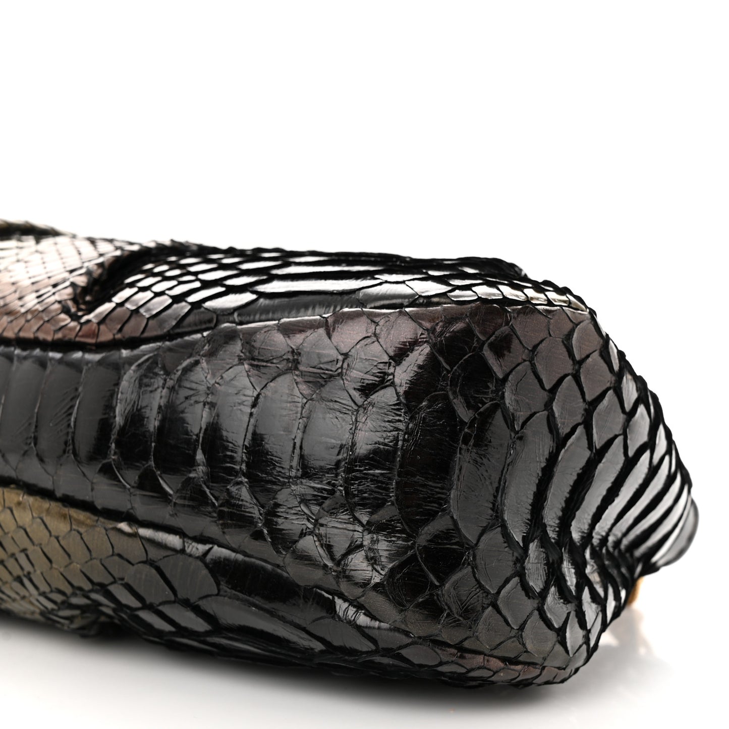Metallic Snakeskin Clutch Black Multicolor