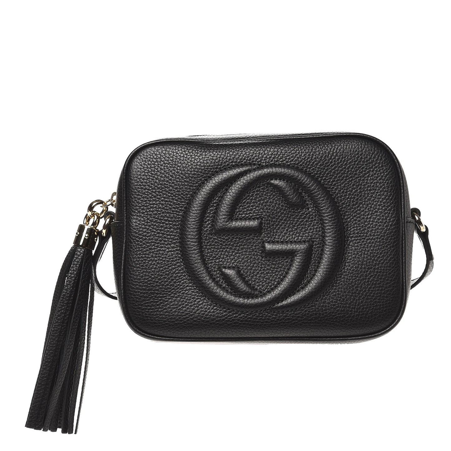 Pebbled Calfskin Small Soho Disco Bag Black