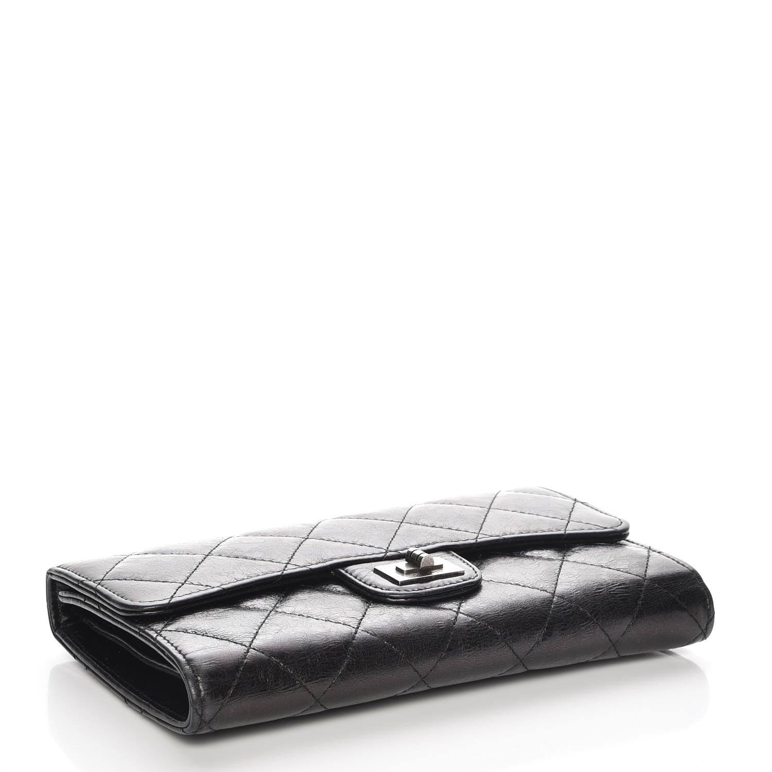 Chanel Glazed Calfskin Quilted Reissue Long Flap Wallet Black 4 of 8