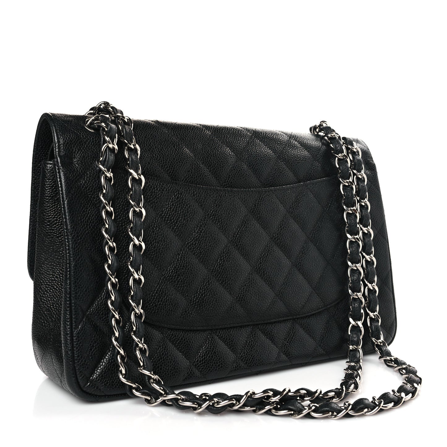 Caviar Quilted Jumbo Double Flap Black