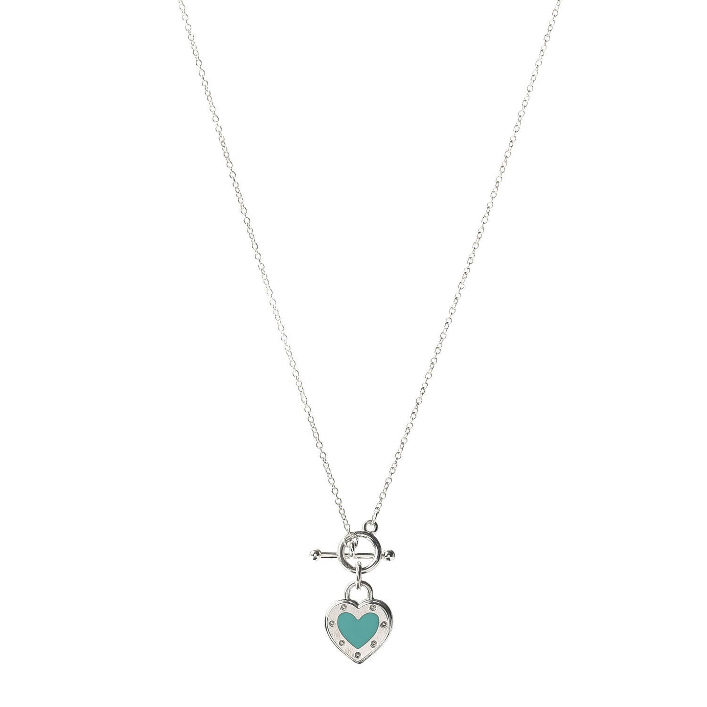 Sterling Silver Enamel Return to Tiffany Love Heart Necklace Blue