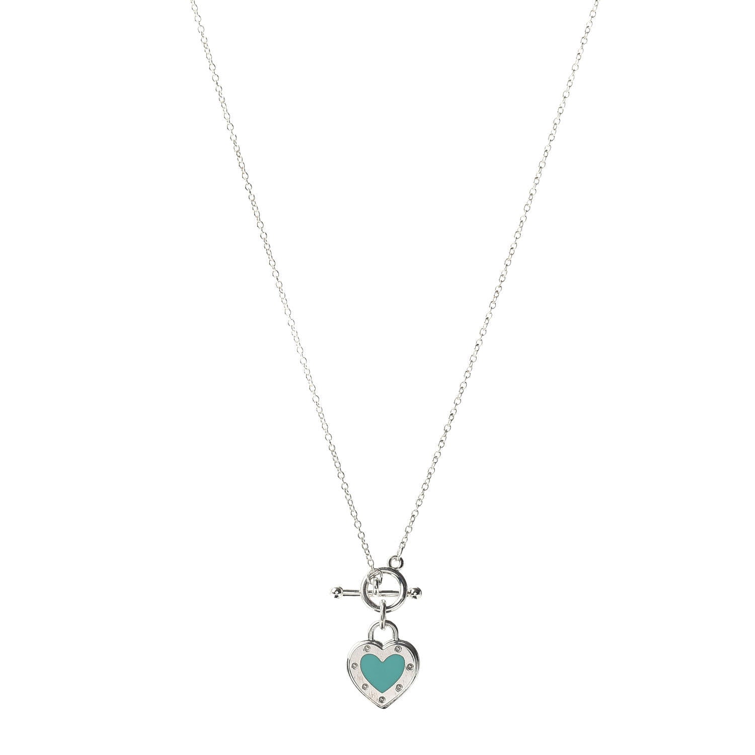 Tiffany Sterling Silver Enamel Return to Tiffany Love Heart Necklace Blue 1 of 5