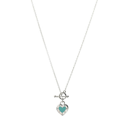 Tiffany Sterling Silver Enamel Return to Tiffany Love Heart Necklace Blue 1 of 5