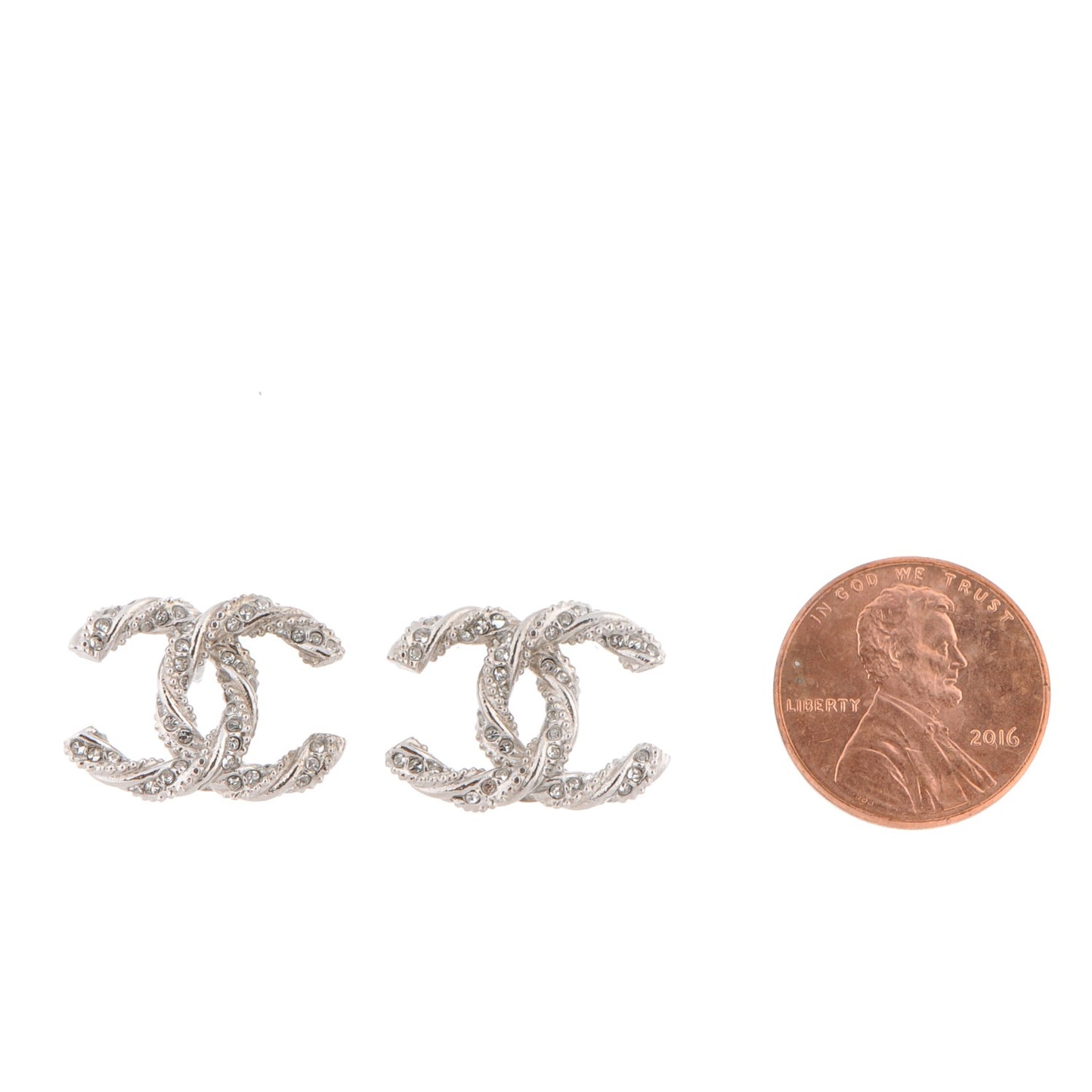 Crystal CC Twisted Earrings Silver