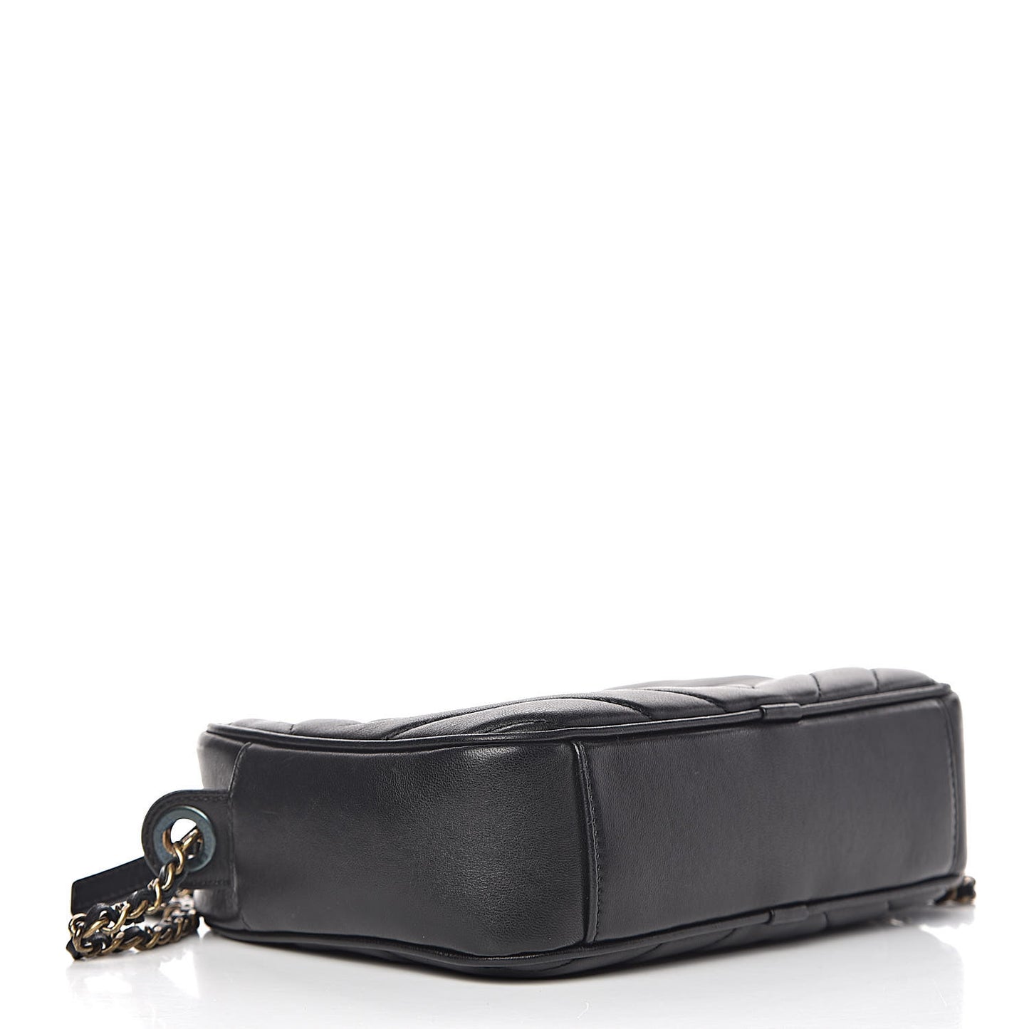 Lambskin Chevron Quilted Pyramid CC Camera Case Black