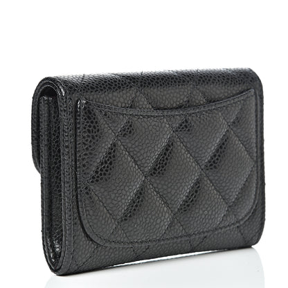 Chanel Caviar Quilted Flap Card Holder Wallet Black 2 of 8