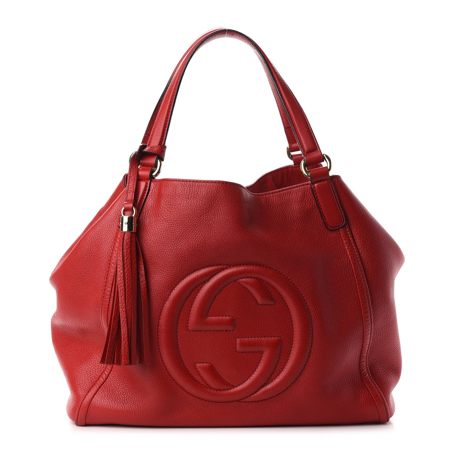 Gucci Pebbled Calfskin Medium Soho Shoulder Bag Red 1 of 14