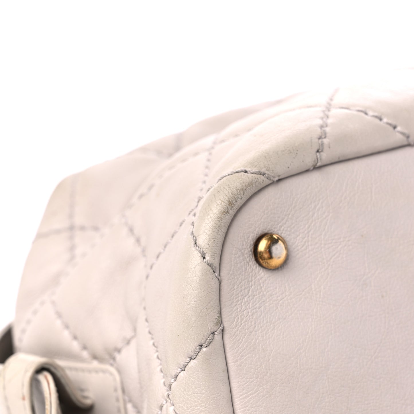 Calfskin Stitched Bowling Bag Light Grey