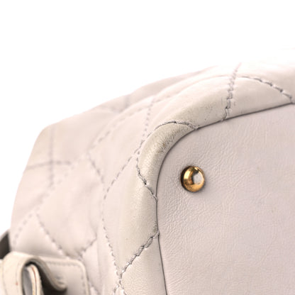 Chanel Calfskin Stitched Bowling Bag Light Grey 8 of 22