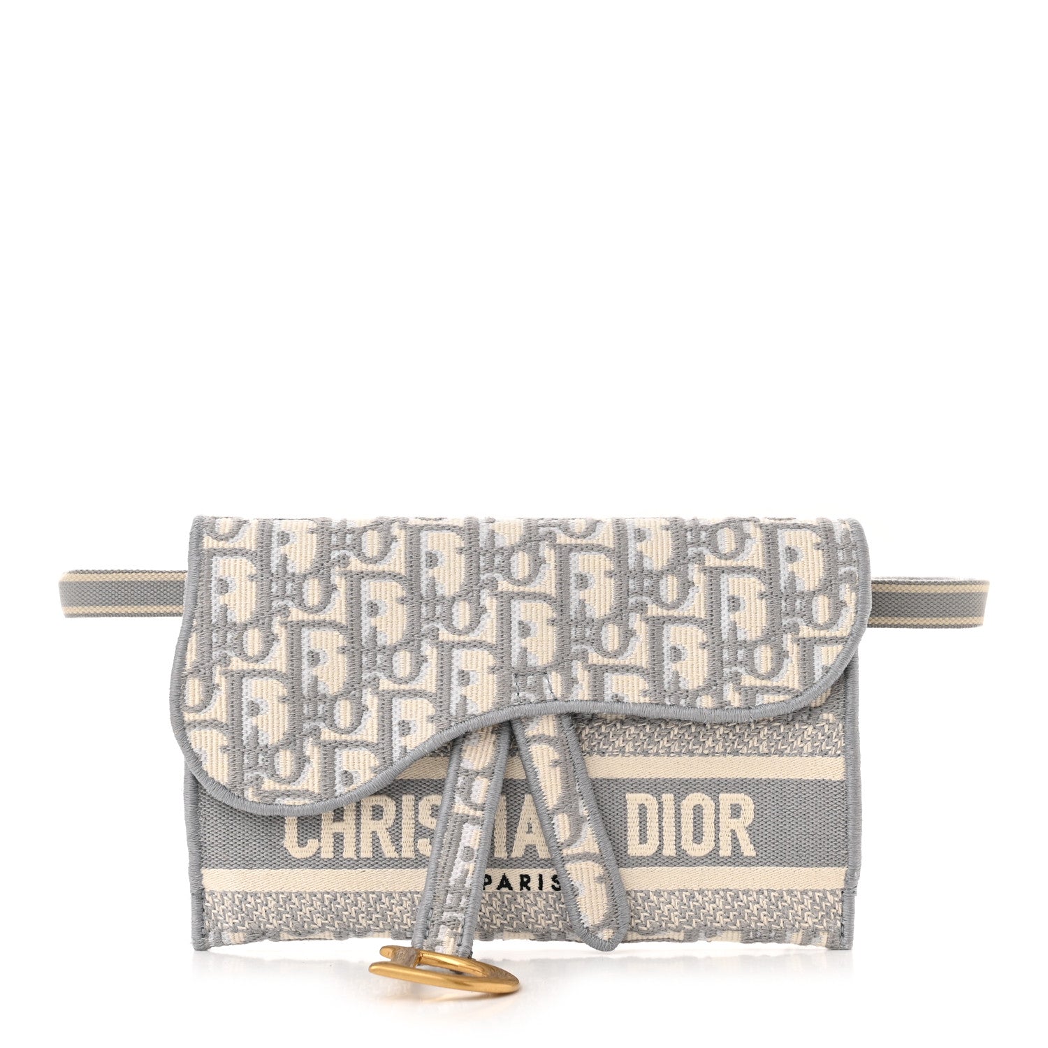 Christian Dior Oblique Slim Saddle Pouch Grey 1 of 11