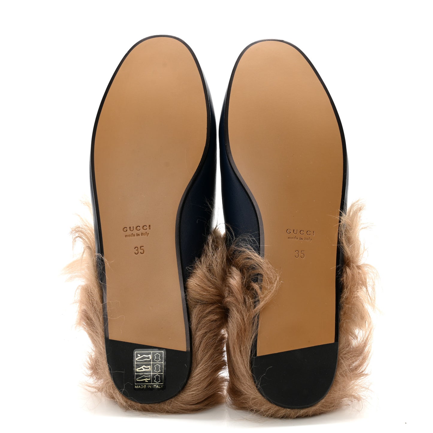 Malaga Kid Fur Womens Princetown Slippers 35 Blue Agata